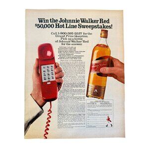 Vintage 1984 Johnnie Walker Red Whiskey Sweepstakes Telephone Ad Print